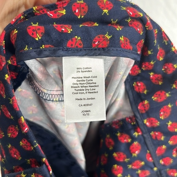 Talbots Heritage Fit Navy Blue Ladybug Print Cropped Pants -Size 4p - Picture 6 of 9